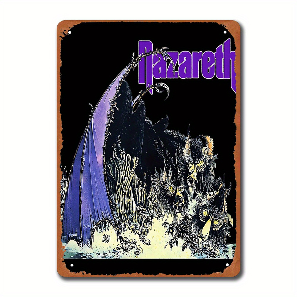 Vintage Collectible Plates - ヴィンテージ ナザレの「犬の毛」メタルティンサイン - クラシックなスコットランドのロックバンドのウォールアート、高品質の鉄製ホームデコレーション（プレディスプレイ加工済み）