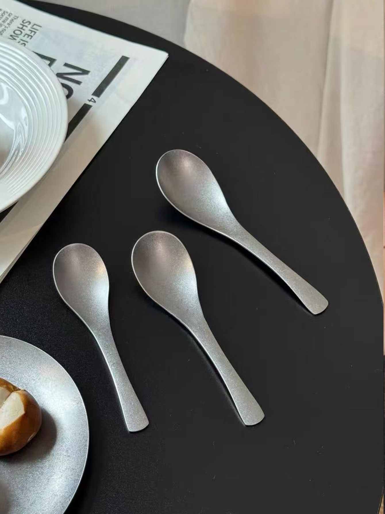 Vintage Collectible Spoons - ヴィンテージ風の使い古し風スプーン。304ステンレス製。子供用スプーン。高いデザイン性。小ぶり。アールスプーン。3本セット。