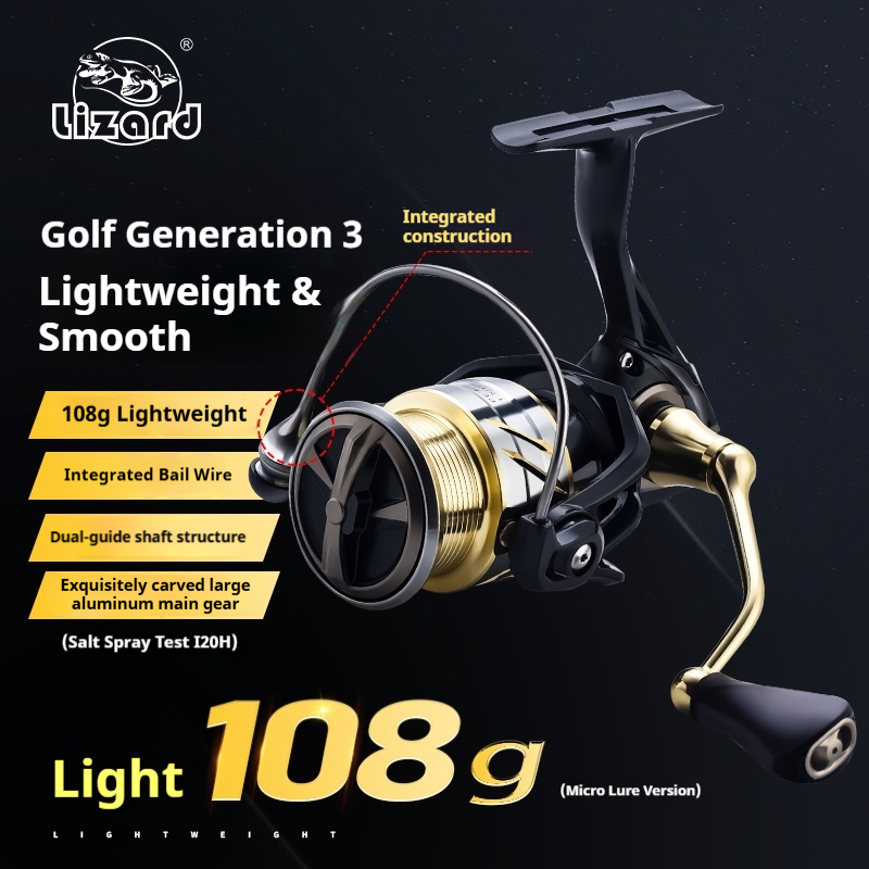 Developing Tank Reel - リザードゴルフ3カーボンボディウォッシャーシーフィッシングルアースピニング8kg最大耐荷重、カッティングメインギアと一体型ベイルワイヤー付きフィッシングリール