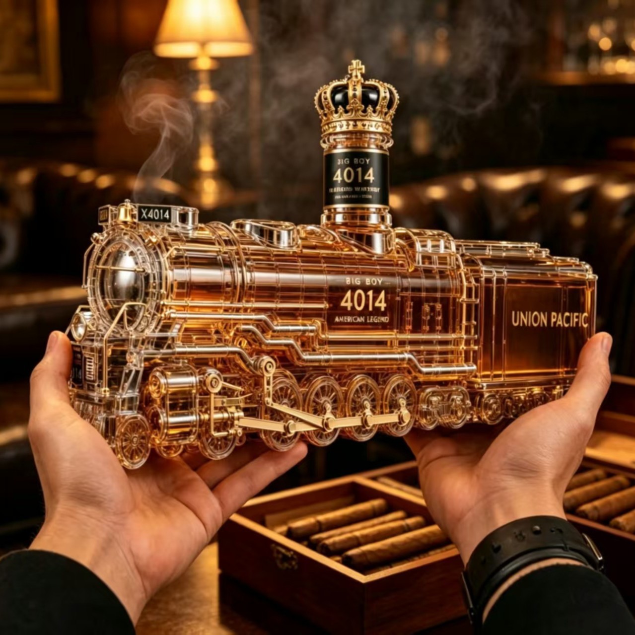 Vintage Collectible Liquor Bottles - ヴィンテージ蒸気機関車型ウイスキーデキャンタ ビッグボーイ 4014 ユニオン・パシフィック ガラス製酒瓶、コレクターズアイテム バーディスプレイ装飾品